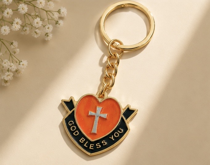 GOD BLESS YOU GOLDEN KEYCHAIN (STAINLESS STEEL)