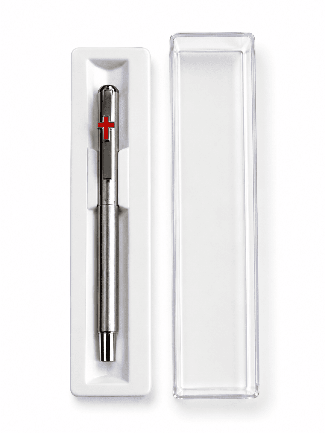 Premium Stainless Steel Pen with Red Cross – Silver Finish