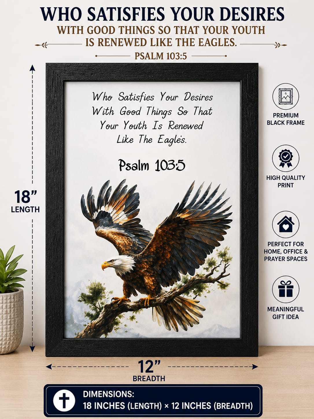 Bible Verse Frame – 12x18 Inch Wooden Border with Glass Front