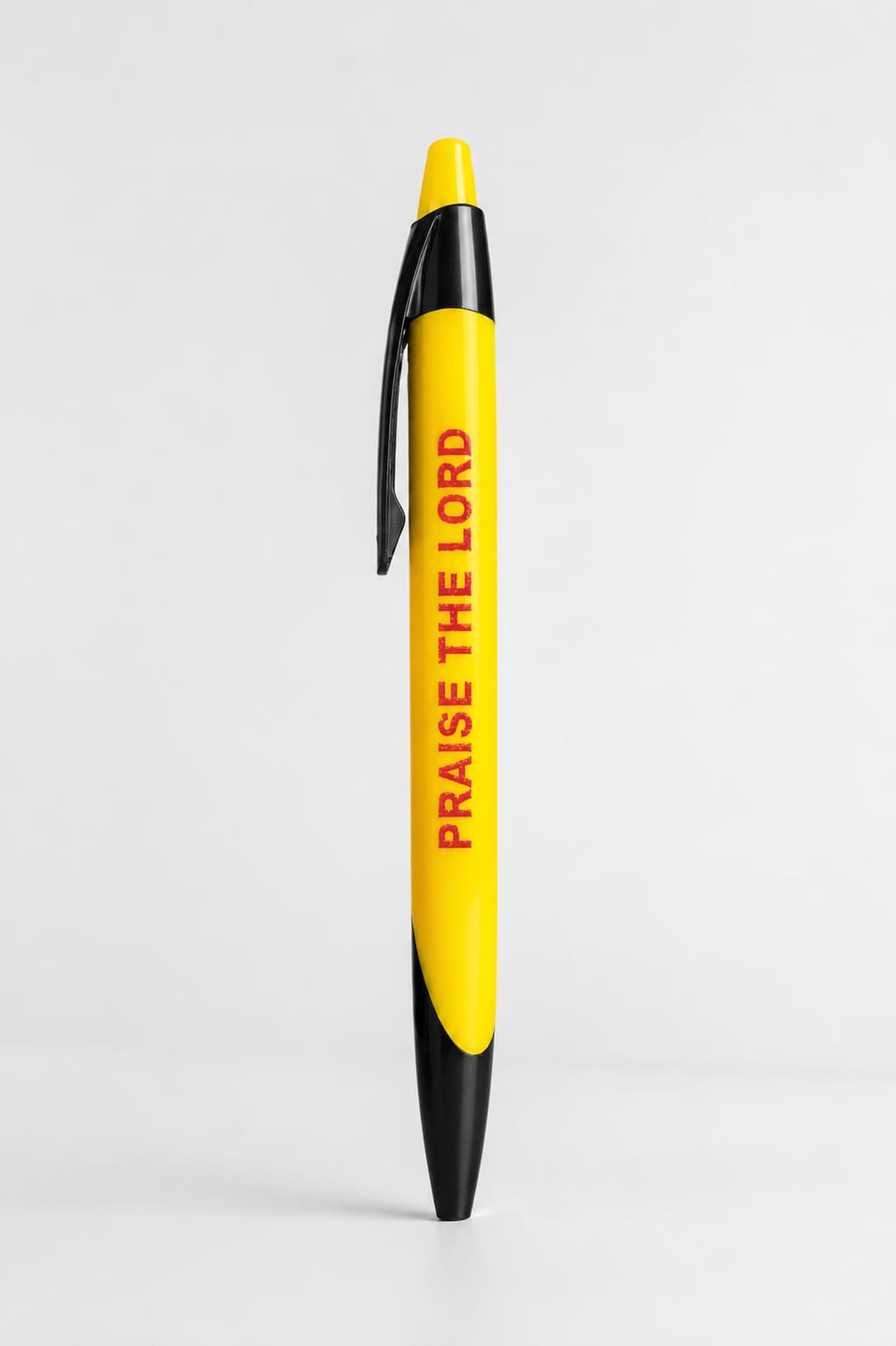 Praise the Lord Plastic Ball Pen – Yellow & Black Body with Blue Ink