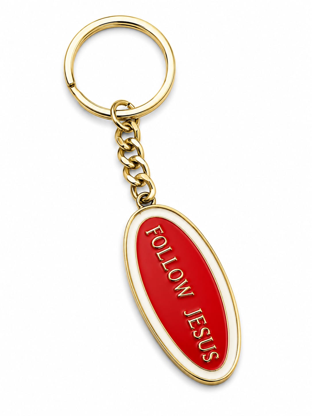 Follow Jesus Stainless Steel Keychain – Gold Finish