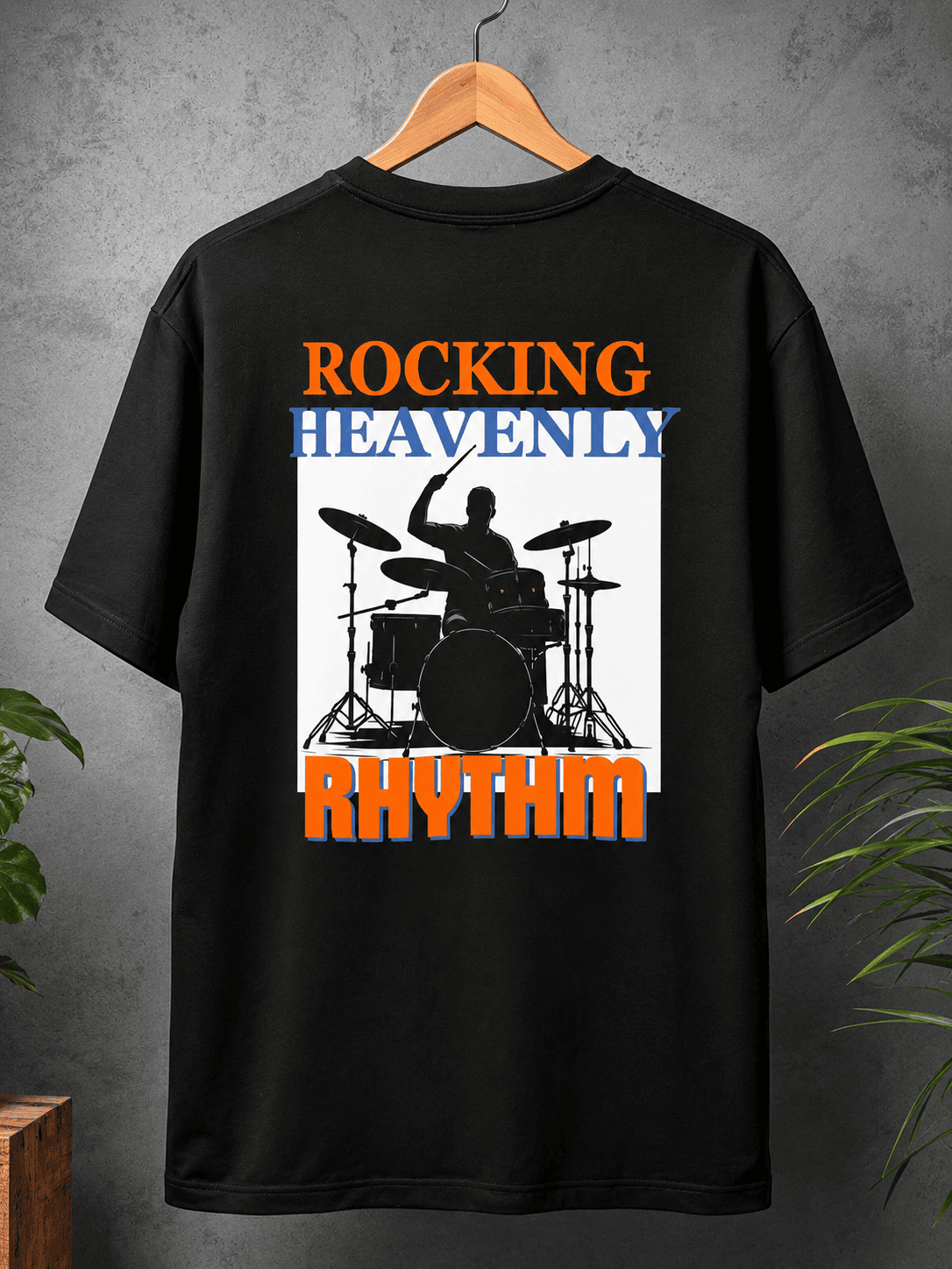 Rocking Heavenly Rhythm | Back Print T-Shirt (Plain Front) | 100% Cotton Regular Fit