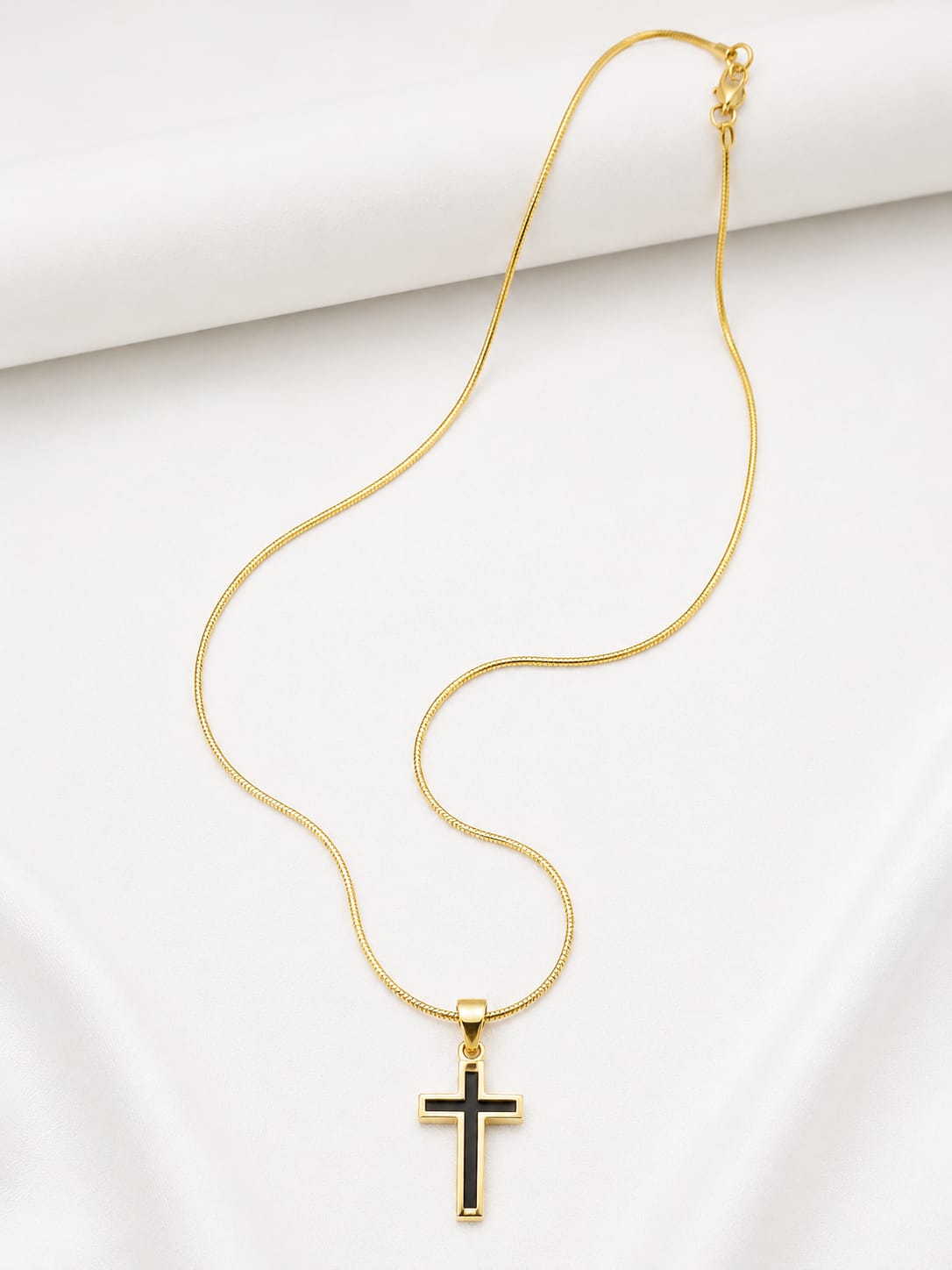  Gold Finish Black Cross Pendant Chain