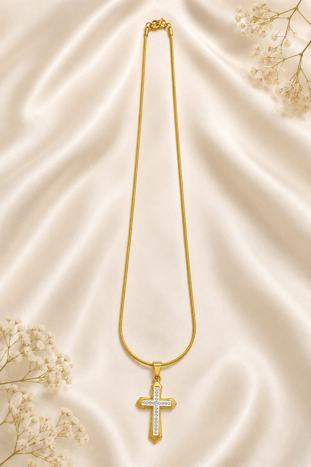 Gold Finish Cross Pendant Chain – Imported Premium Quality